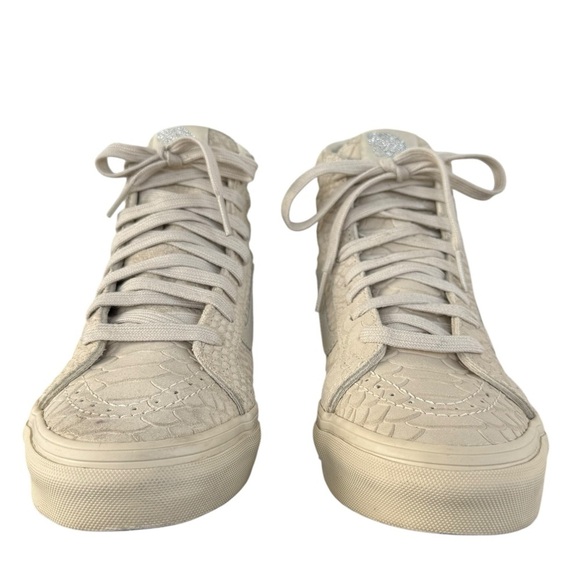 Vans Sk8-Hi Zip Up High Top Sneakers Cream Mono Python | Women 7 Men 5.5 - Picture 4 of 10